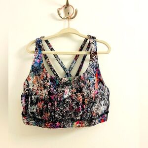 Lululemon Graffiti Multicolor Sports Bra with Cross-Back Racerback Design Size 6